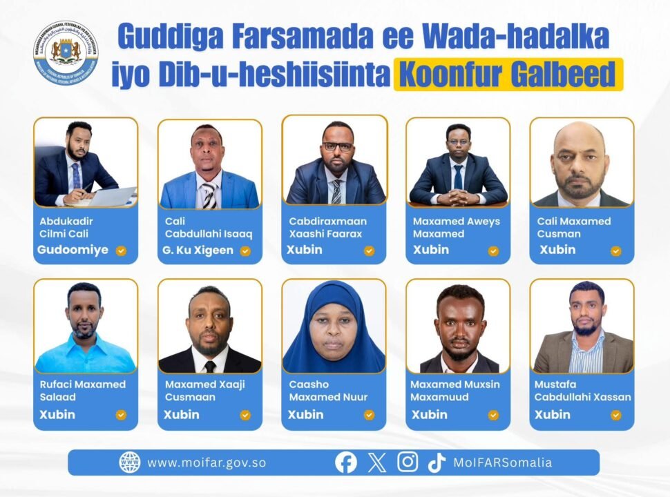 Dowladda Soomaaliya oo magacowday Guddiga Farsamada Dib u heshiisiinta Koofur Galbeed.